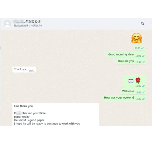 Para pelanggan dari Israel sangat puas dengan kertas Injil kami.